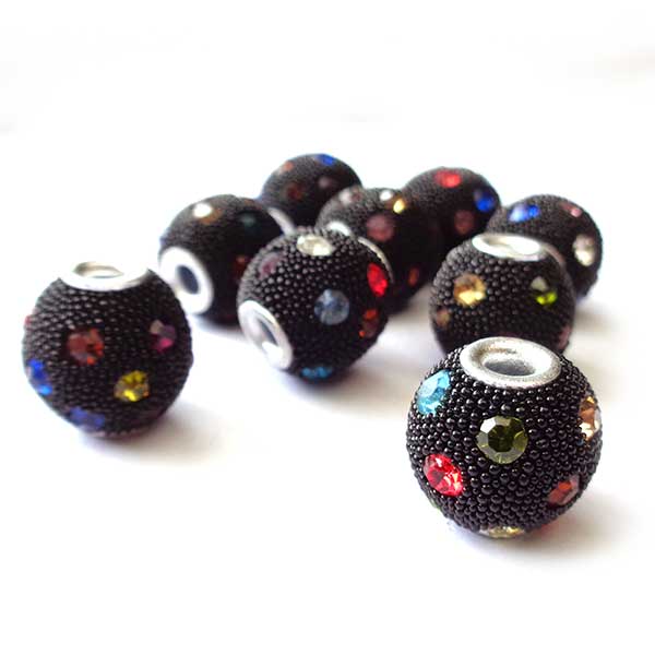 Kashmiri Style Beads Round 14mm (1) Style 00MIS-G Black