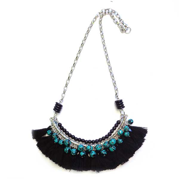 Jewellery Beading Kit Tassel Necklace - Black & Teal