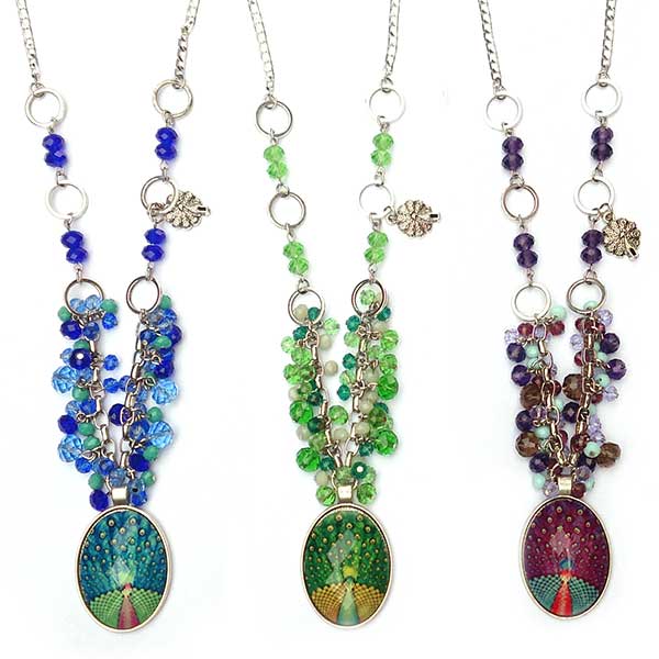 SAVE 20% Jewellery Beading Kit Crystal Peacock Necklace & Earring - All Three Colours