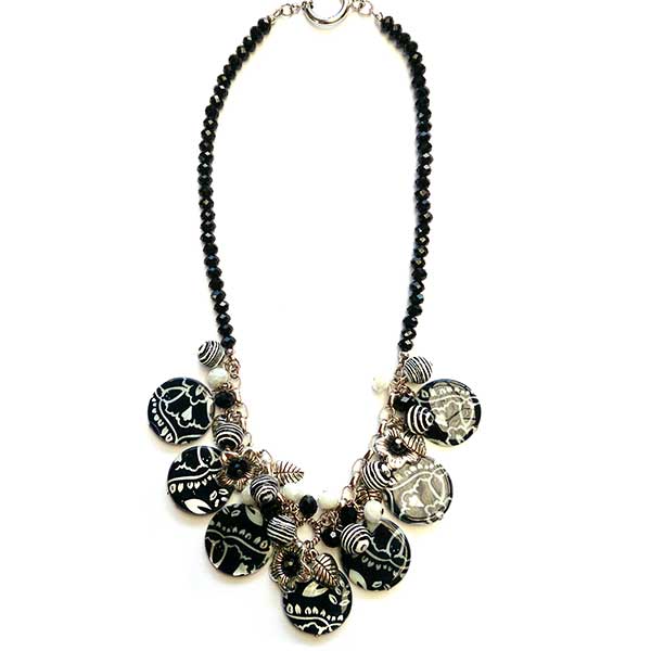 Jewellery Beading Kit Necklace Black White Cluster Necklace