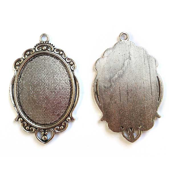 Setting Fits 40x30mm Oval Cast Metal New Victorian 62x39mm (1) Antique Silver