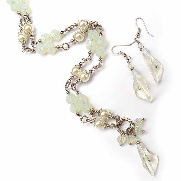 Jewellery Beading Kit Gemstones Opalite Calla Lily Necklace & Earring Set