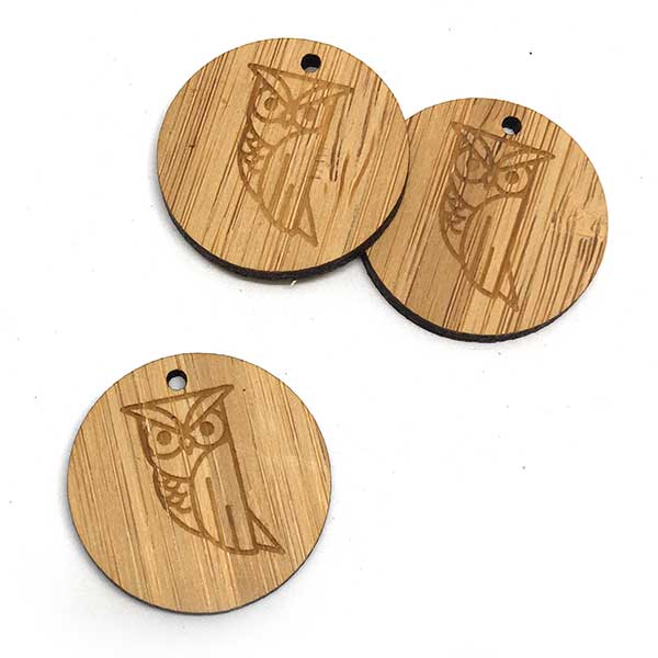 Wooden Pendant Laser Cut Bamboo 30mm (1) Owl
