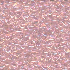 Miyuki Long Magatama Seed Beads 4x7mm (10 Gm) Pink Lined Crystal Ab