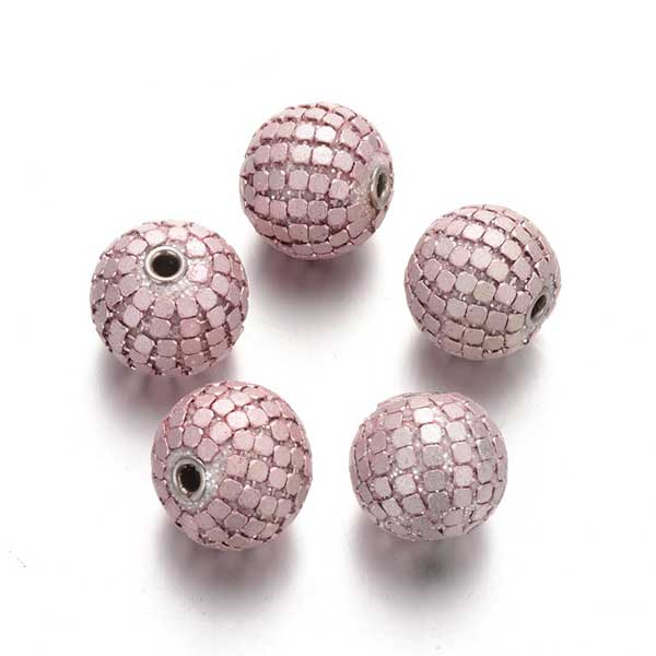Kashmiri Style Beads Round 20x18mm Iron w/Powder (1) Style 017 A Pink Glomesh
