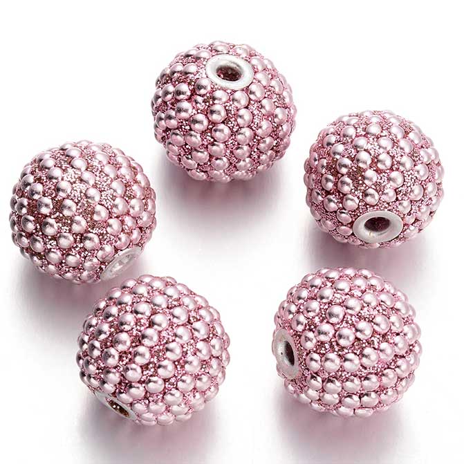 Kashmiri Style Beads Round 21x18mm (1) Style 00MIS-U Pink
