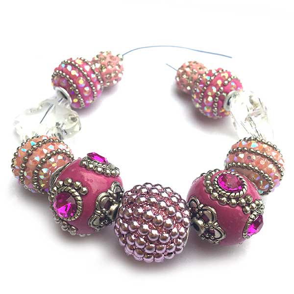 Bohemian Bead Strands Mixed Beads B10 - Pink