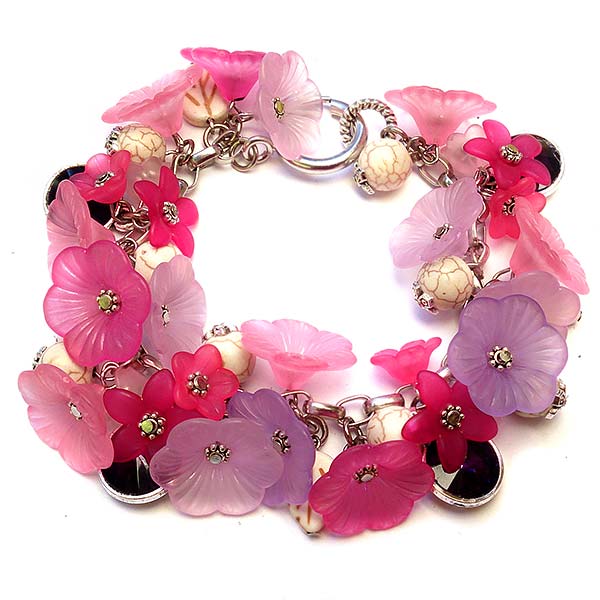 Jewellery Beading Kit Charm Bracelet -"Yesterday, Today & Tomorrow" Pink, Purple & Liliac