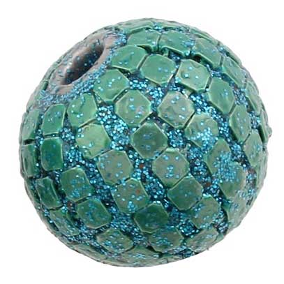 Kashmiri Style Beads Round 20x18mm Iron w/Powder (1) Style 00MIS-K* Sea Green