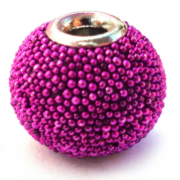 Kashmiri Style Beads Round 14x12mm (1) Style 00MIS-J Purple Seed  Large Hole