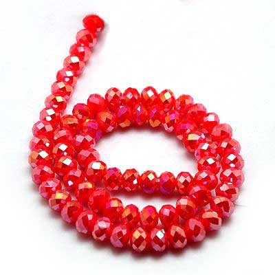 Imperial Crystal Bead Rondelle 4x6mm (95) Opaque AB Red Bright