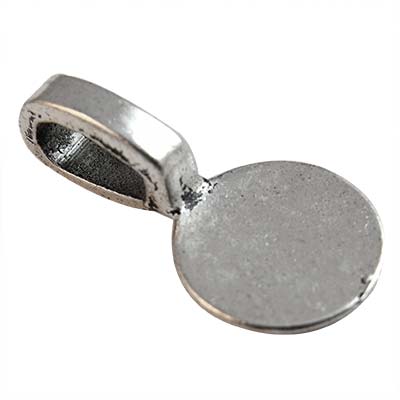 Bail Cast Metal Round Pad Smooth Medium 18x10mm (10) Antique Silver