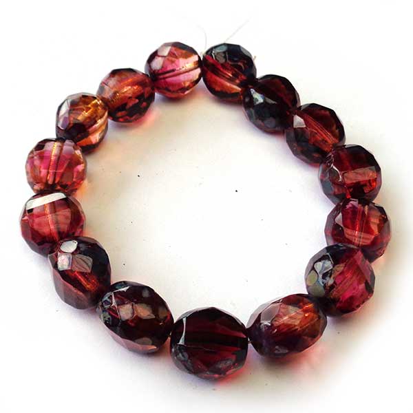 Czech Glass Beads Two Way Cut Faceted Round 12x11x8mm (15) S-012