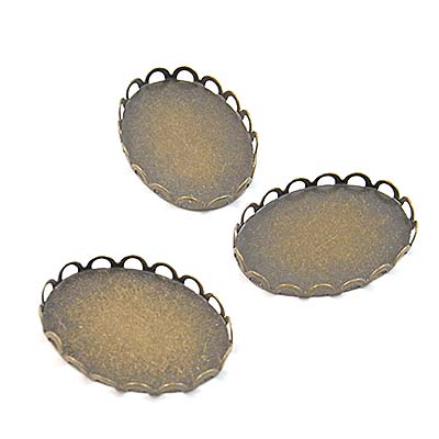 Setting Fits 25x18mm Lace Brass  (10) Antique Bronze
