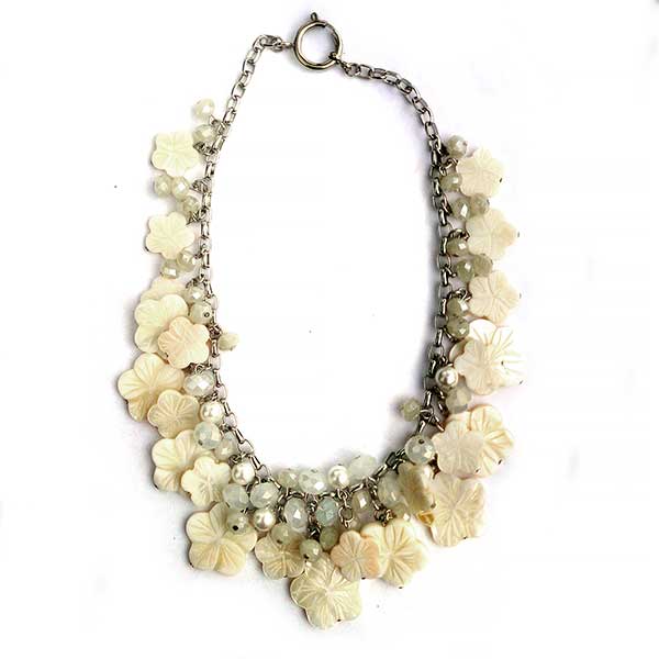 Jewellery Beading Kit Beaded Clustered Necklace - Shell Flowers, Pearls & Crystals
