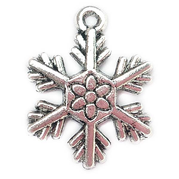 Cast Metal Charm Snowflake Style One 25x19mm (10) Antique Silver