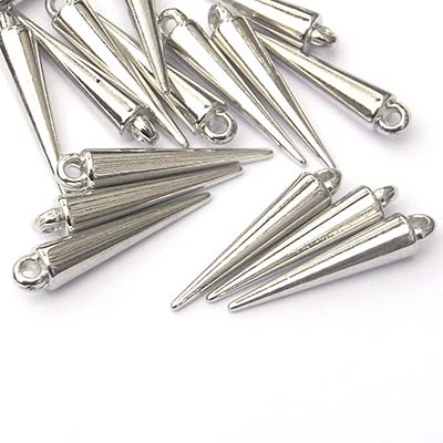 Acrylic Metal Coated Spikes 24x5mm (50) Silver Platinum