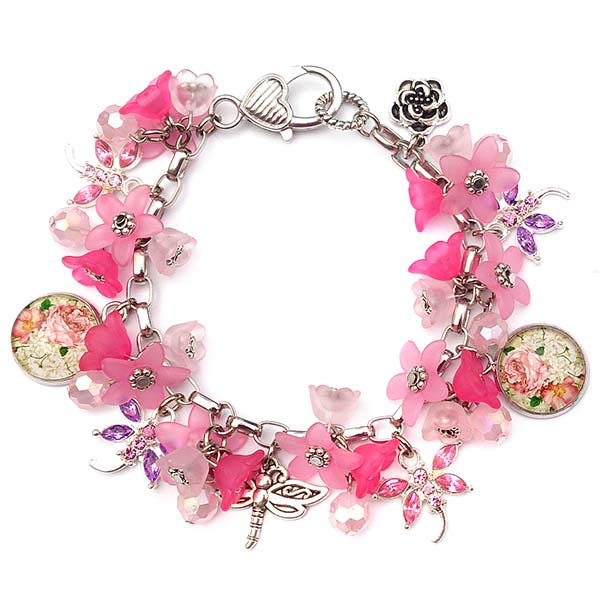 Jewellery Beading Kit Charm Bracelet Dragonflies - Pink & Violet