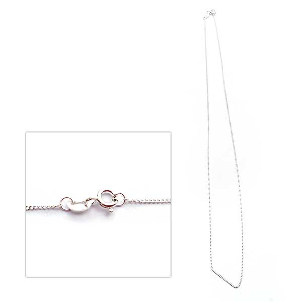 Sterling Silver Solid Necklace 1mm Twist Oval 18 Inches 45cm (1) Bright Silver 
