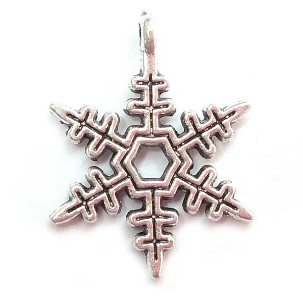 Cast Metal Charm Snowflake Style Four Loop Side 24x18mm (10) Antique Silver