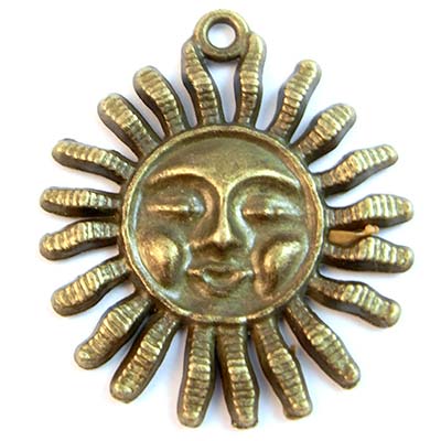 Cast Metal Pendant Sun w/Face 33x30mm (10) Antique Bronze