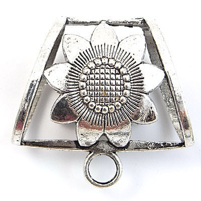 Cast Metal Alloy Scarf Bail X-Large Sunflower (1) Antique Silver