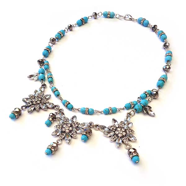 Jewellery Beading Kit Turquoise & Rhinestone Necklace