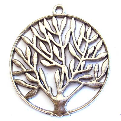 Cast Metal Pendant Tree of Life Round Medium 42x37mm (10) Antique Silver