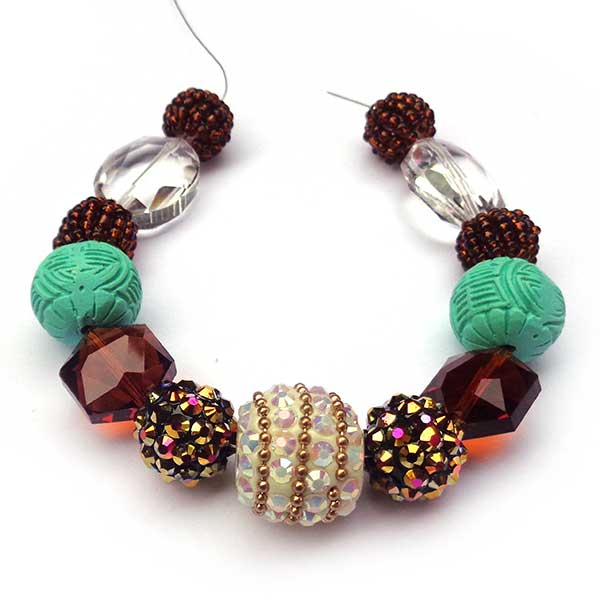 Bohemian Bead Strands Mixed Beads 109 Topaz, Cream & Turquoise