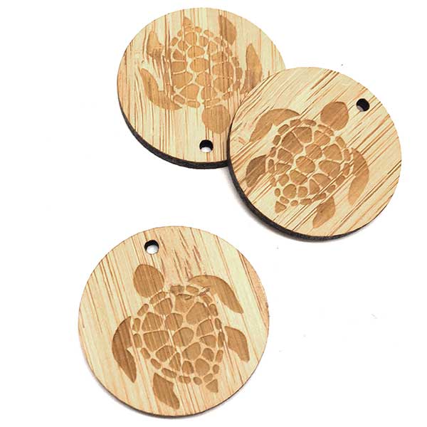 Wooden Pendant Laser Cut Bamboo 30mm (1) Turtle