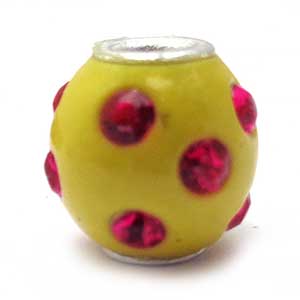 Kashmiri Style Beads Round 14x12mm (1) Style 010A Yellow
