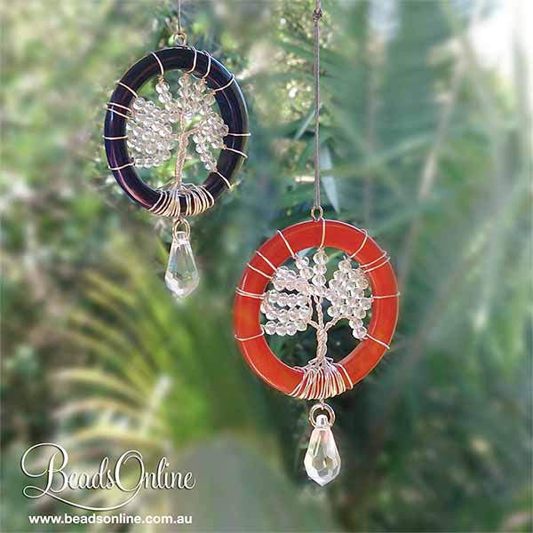 Jewellery Beading Kit Tree of Life Suncatcher - Agate Gemstone Ring