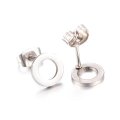 Ear Stud Open Flat Circle 304 Stainless Steel 8mm - 1 Pair - Includes Backs - Original