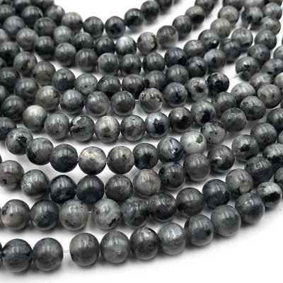 Larvikite Labradorite Black Beads Round 6mm - 1 Strand