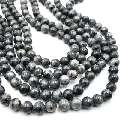 Larvikite Labradorite Black Beads Round 8mm - 1 Strand