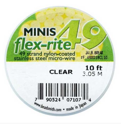 Flexrite 49 - Stainless steel 49 Strand Wire 0.014 / 0.35mm Clear - Mini 3 Metres
