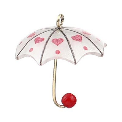 Resin Charm Umbrella 21x19mm (2) Hearts Red