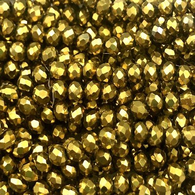Imperial Crystal Bead Rondelle 3x4mm (120) Metallic Electroplated Gold