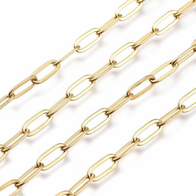 Chain Paperclip 304 Stainless Steel 9mm - 1 Metres - 18K Gold Plated
