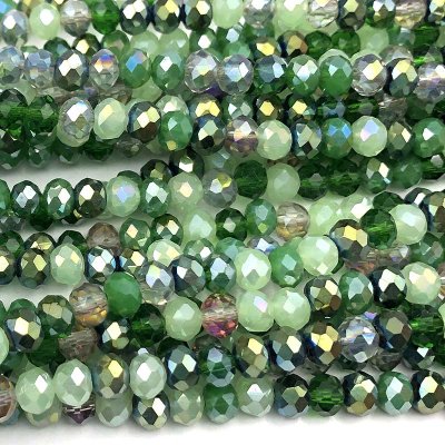 Imperial Crystal Bead Rondelle 4x6mm (95) Electroplated Mix Green