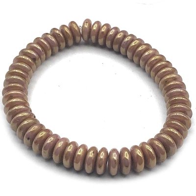 Czech Glass Beads Pressed Disc Spacer 6mm (50) Golden Pinkstone Finish Opaque
