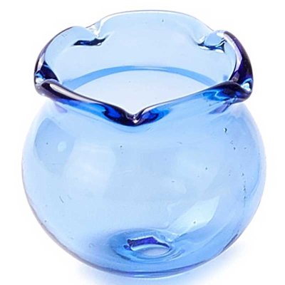 Blown Glass Beads Flower Cup 15x16mm (2) Blue