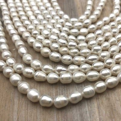Pearl Cultured Freshwater Oval 6-7mm - 1 strand - Natural