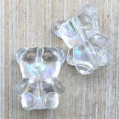 Glass Beads Bear 15x12mm (42) Crystal Ab