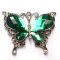 Cast Metal Pendant Butterfly Resin Wings 52x66mm (1) Emerald - Antique Silver