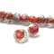 Lampwork Beads Rondelle Roses 12x8mm (1) Red