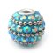 Kashmiri Style Beads Glitter Round 15x14mm (1) Style 014 Aqua