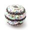 Kashmiri Style Beads Glitter Round 15x14mm (1) Style 014 White w/Black Trimming