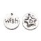 Cast Metal Charm Word Round 'Wish' w/Star 15mm (10) Antique Silver