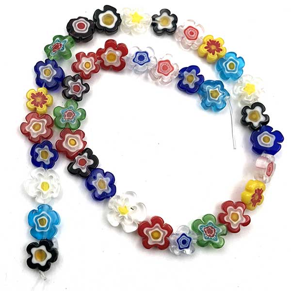Millefiori Glass Beads Flowers 11mm (30) Mixed